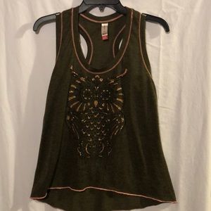 Owl print Razorback tank